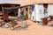 Abandoned pub and retro signboards in the mining desert, Australia