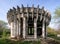 Abandoned pump-room building in Tsimlyansk, Russia, Soviet modernism era brutalism style