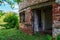 An abandoned pumping station by the river. Background with copy space