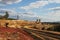 Abandoned railway path and sulfur oven at Sao Domingos mine