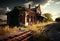 Abandoned railway station building. AI Generated