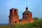 Abandoned red brick christian ortodox church in Russia