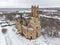 abandoned red brick church, abandoned neogothic church