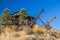 Abandoned Retro Crane & Buckets In Desert