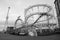 Abandoned Rides on Brighton Pier black white