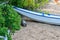 Abandoned rowboat on the beautiful beach