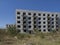 Abandoned ruined block of flats, former Russian soldier houses at uranium mining city Ralsko, Czech Republic, former