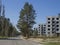 Abandoned ruined block of flats, former Russian soldier houses at uranium mining city Ralsko, Czech Republic, former