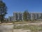 Abandoned ruined block of flats, former Russian soldier houses at uranium mining city Ralsko, Czech Republic, former