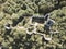 Abandoned ruins of old stone castle overgrown in forest on Tepec hill, overlooking small tourist town of Samobor, Croatia