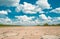 Abandoned runway landscape with blue sky