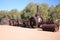 The abandoned rust machinery under the crazy hot sun of the Death Valley desert