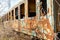 Abandoned rust train wagon with peeling paint