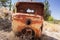 Abandoned rusted body of commercial vehicle