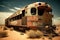 Abandoned rusty train in the desert