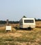 Abandoned RV Trailer n Field San Juan Island Washington