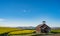 Abandoned School sitting in fields of Wheat and Canola in Central Oregon