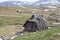 Abandoned shepherd`s cottage in the fields