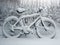 Abandoned Snow bike in Russia of winter time