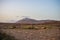 Abandoned soccer goal in the desert at sunset