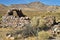 Abandoned stone house ruins in desert ghost town