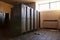 Abandoned storage lockers in a factory