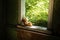 Abandoned stuffed toy in a village house window - Zalissya Village, Chernobyl Exclusion Zone, Ukraine