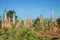 Abandoned stupas of the Shwe In Dein pagoda The Indeyn village in the vicinity of Inle lake, Myanmar