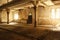 Abandoned synagogue. Beautiful light in old empty temple. Interior architectural details and rays of light.