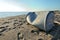 Abandoned tank on the beach