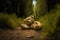 Abandoned teddy bear in the middle of nowhere on a lonely path