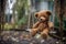 abandoned teddy bear on a swing