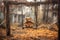 abandoned teddy bear on a swing, gently swaying