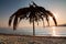 Abandoned thatched beach umbrella