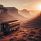 Abandoned train sits end of line in desert environment