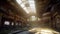 Abandoned train station, daylight. Generative AI industrial interior.