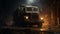 Abandoned Truck In Dark Industrial Environment - Cinematic Scene