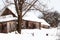 abandoned typical russian rural house in winter