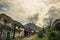 Abandoned village around mount sinabung that still erupted actively