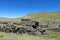 Abandoned village farm house in mountain valley