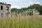 Abandoned village with two-story brick buildings