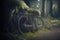 Abandoned vintage bicycle among dark forest, natural wallpaper AI Generated