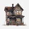 Abandoned Vintage House vector flat isolated illustration