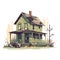 Abandoned Vintage House vector flat isolated illustration