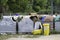 Abandoned waste containers.