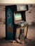 Abandoned, Weathered Retro Arcade Game Cabinet, Generated AI