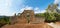 Abandoned wild stone ruins of an old ancient monastery in rural Crete island, rural countryside on the Eastern part of the