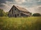 Abandoned Wooden Barn in a Grassy Field