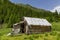 Abandoned wooden sheepfold in Carpathians mountains