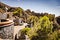 Abandonned building in the mountains of La Gomera. Historic architecture. Mountain landscape viewpoint. Mirador Ermita del Santo.